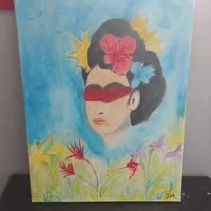 Colorful Floral Portrait Canvas Art